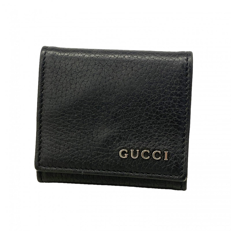 【6gb1733-k】グッチ コインケース 771160 レザー ブラック シルバー金具【中古】メンズ レディース ユニセックス