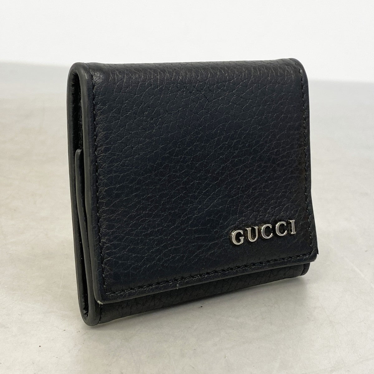 【6gb1733-k】グッチ コインケース 771160 レザー ブラック シルバー金具【中古】メンズ レディース ユニセックス