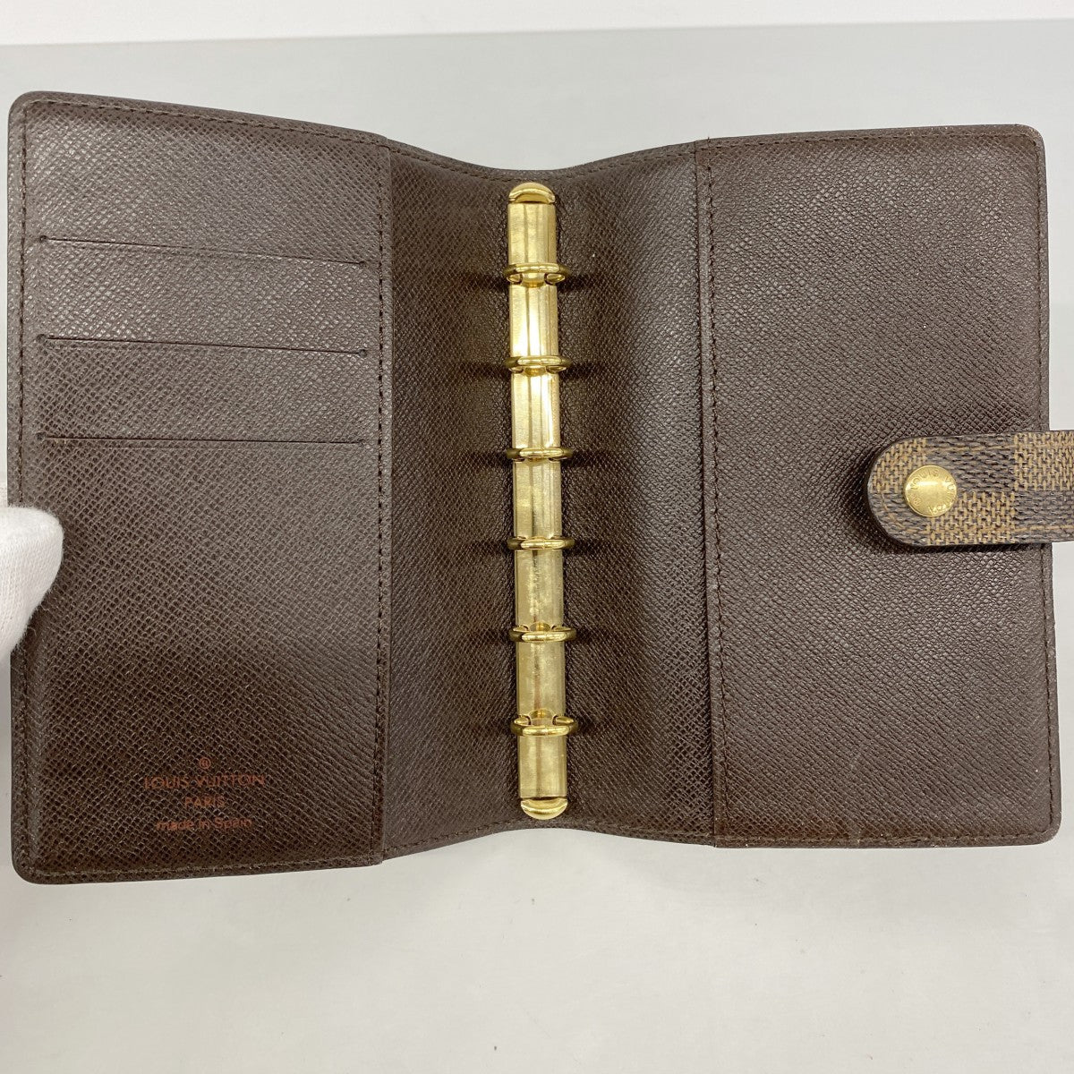 【6gb1794】ルイヴィトン 手帳カバー ダミエ アジェンダPM R20700 エベヌ【中古】レディース