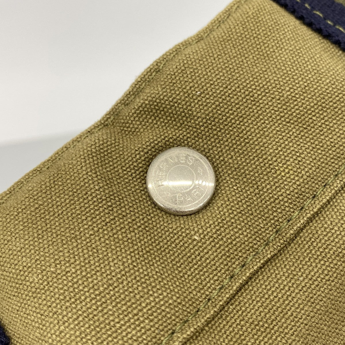 【6gb1814-k】エルメス トートバッグ フールトゥMM キャンバス カーキ シルバー金具【中古】メンズ レディース ユニセックス