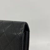 【6gb1853-k】シャネル 長財布 マトラッセ キャビアスキン ブラック ゴールド金具【中古】レディース