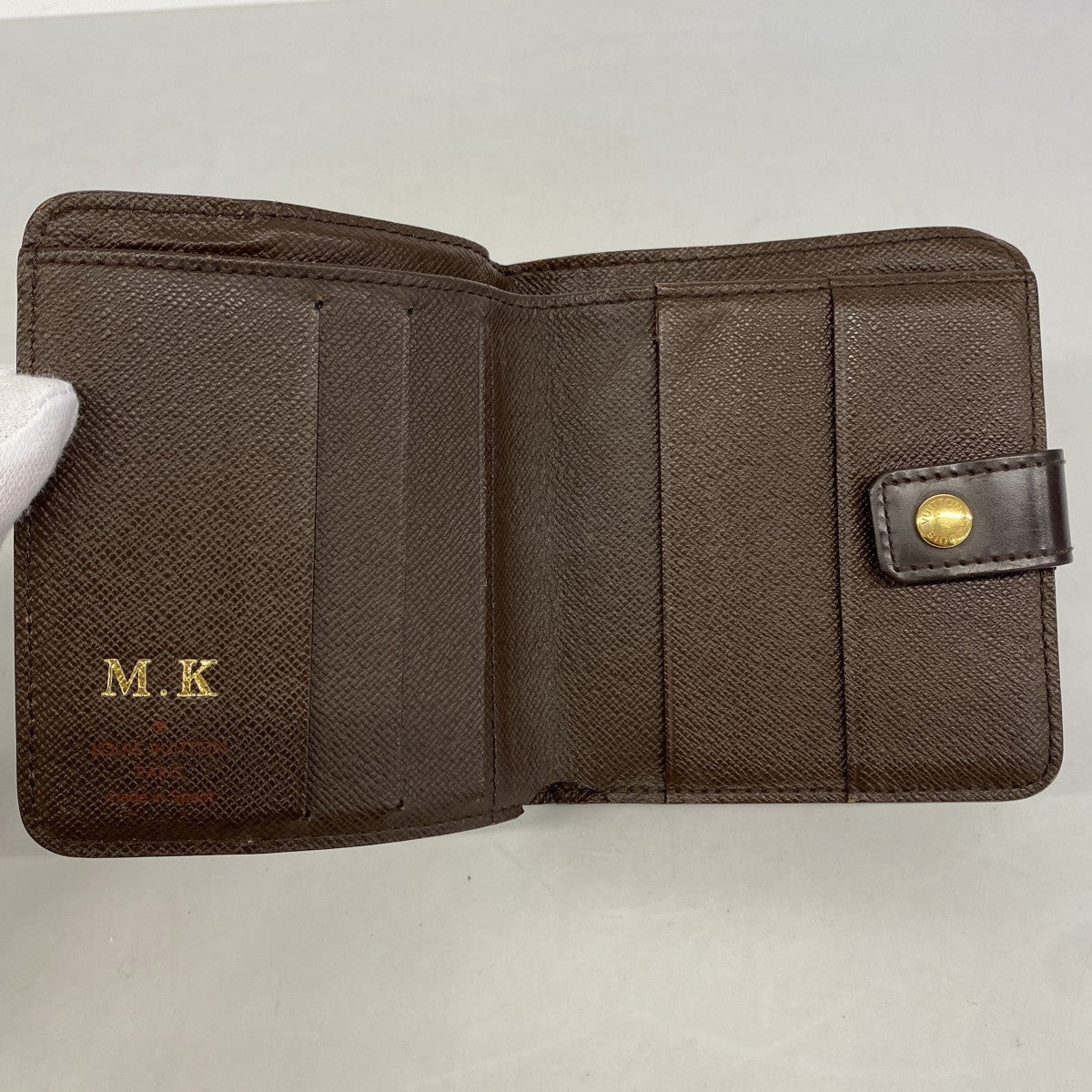 【6gb1866-k】ルイヴィトン 財布 ダミエ コンパクトジップ N61668 エベヌ【中古】レディース