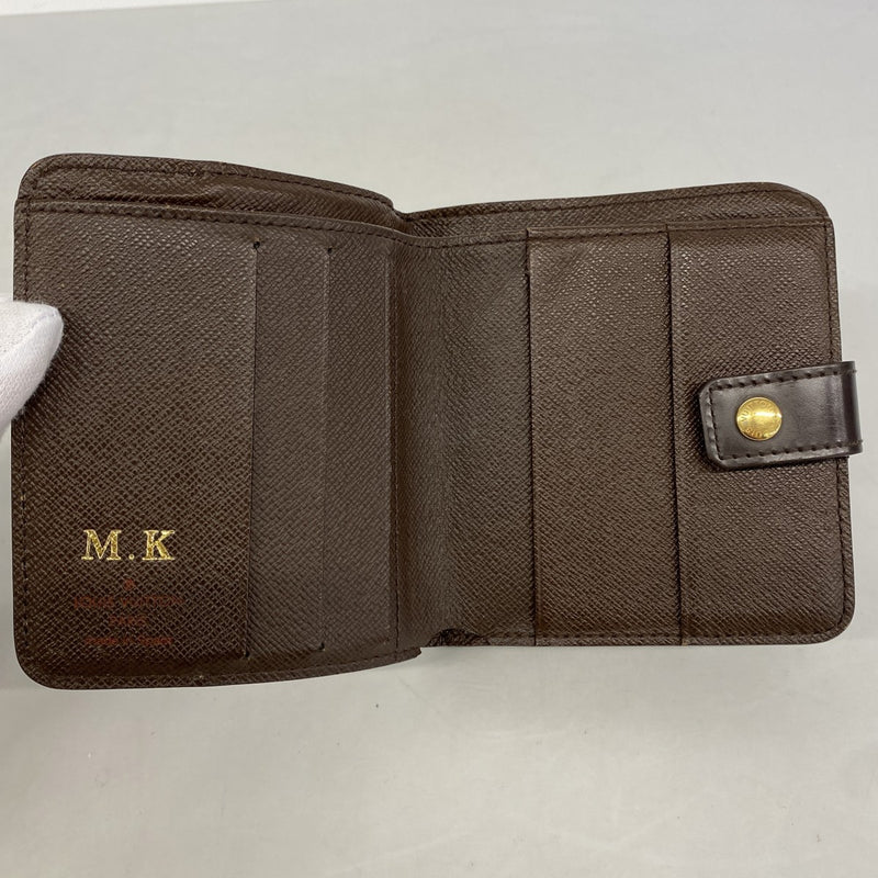 【6gb1866-k】ルイヴィトン 財布 ダミエ コンパクトジップ N61668 エベヌ【中古】レディース