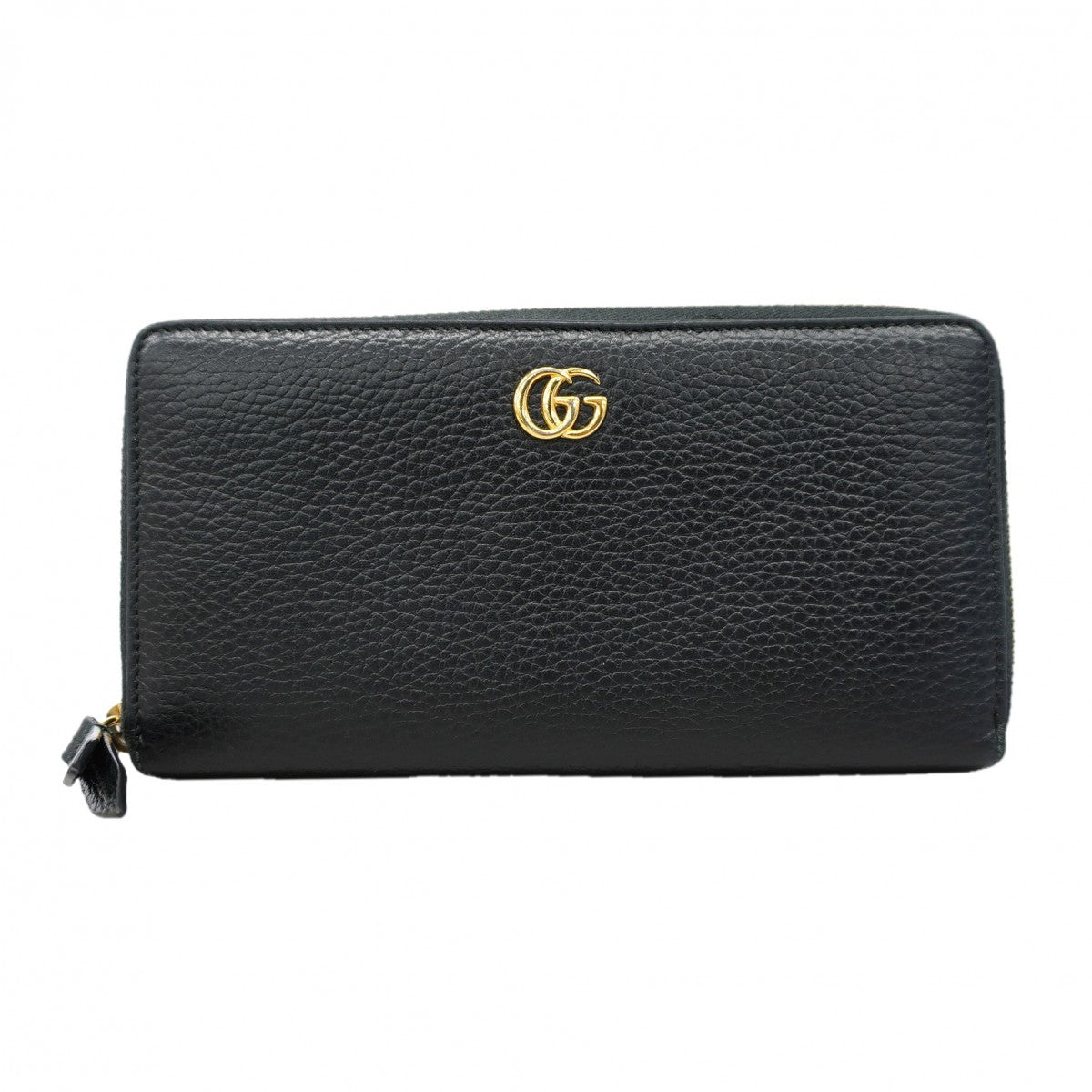 【6gb1933】グッチ 長財布 GGマーモント 456117 レザー ブラック ゴールド金具【中古】レディース