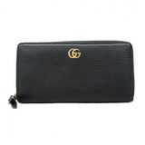 【6gb1933】グッチ 長財布 GGマーモント 456117 レザー ブラック ゴールド金具【中古】レディース