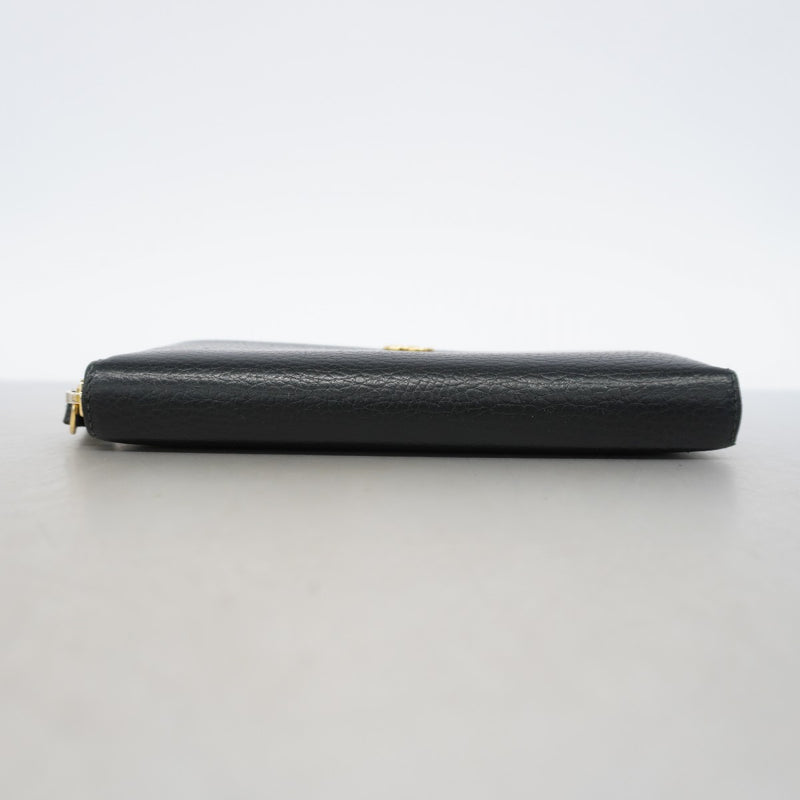 【6gb1933】グッチ 長財布 GGマーモント 456117 レザー ブラック ゴールド金具【中古】レディース