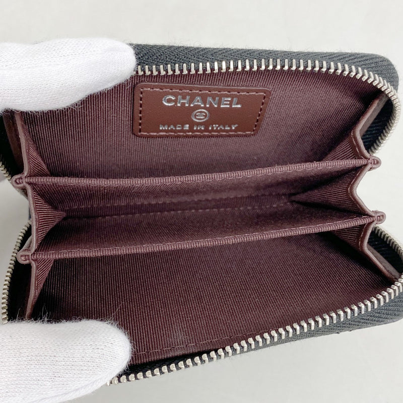 【6gb1974-k】シャネル コインケース マトラッセ キャビアスキン ブラック シルバー金具【中古】レディース