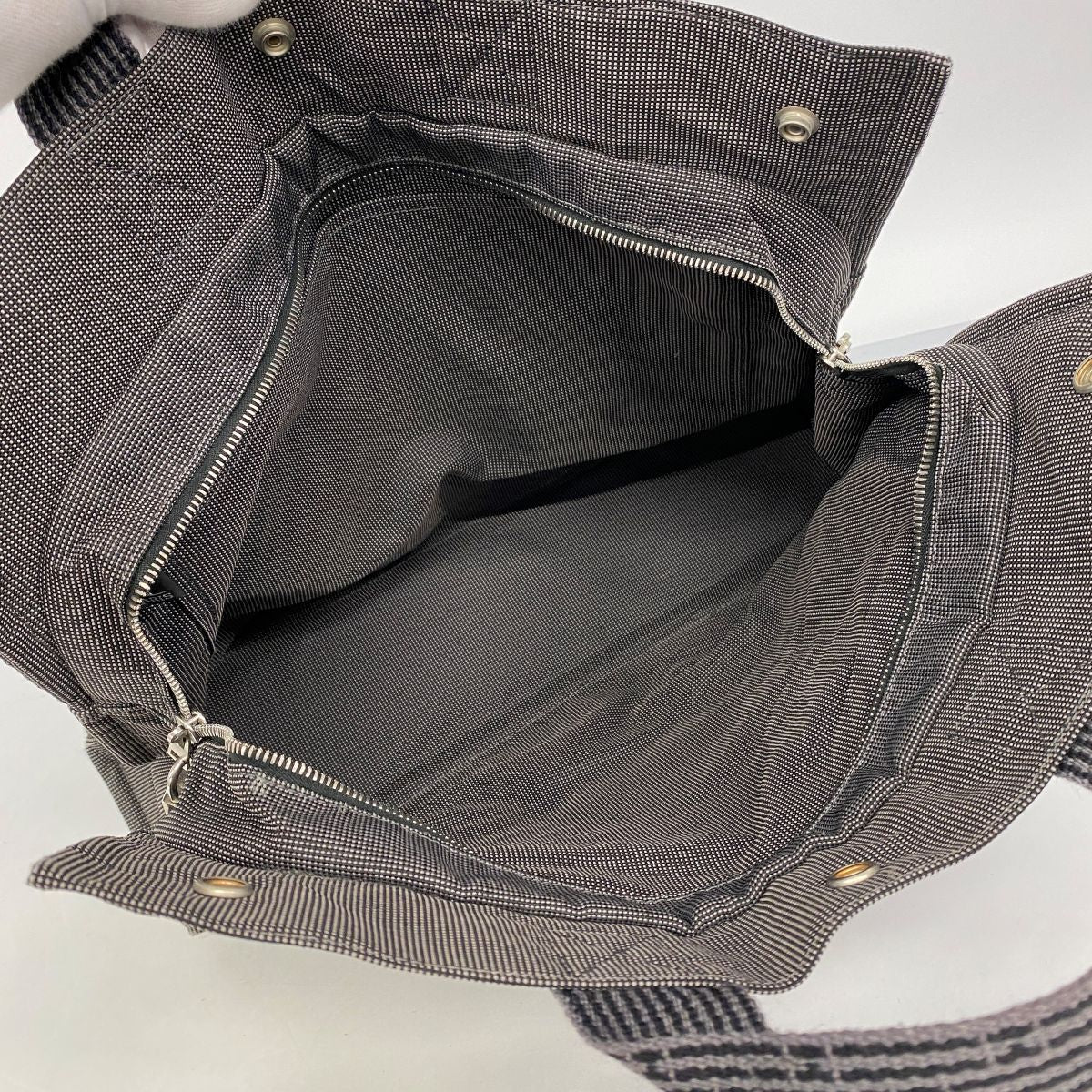 【6gb2009-k】エルメス トートバッグ エールラインMM キャンバス グレー シルバー金具【中古】メンズ レディース ユニセックス