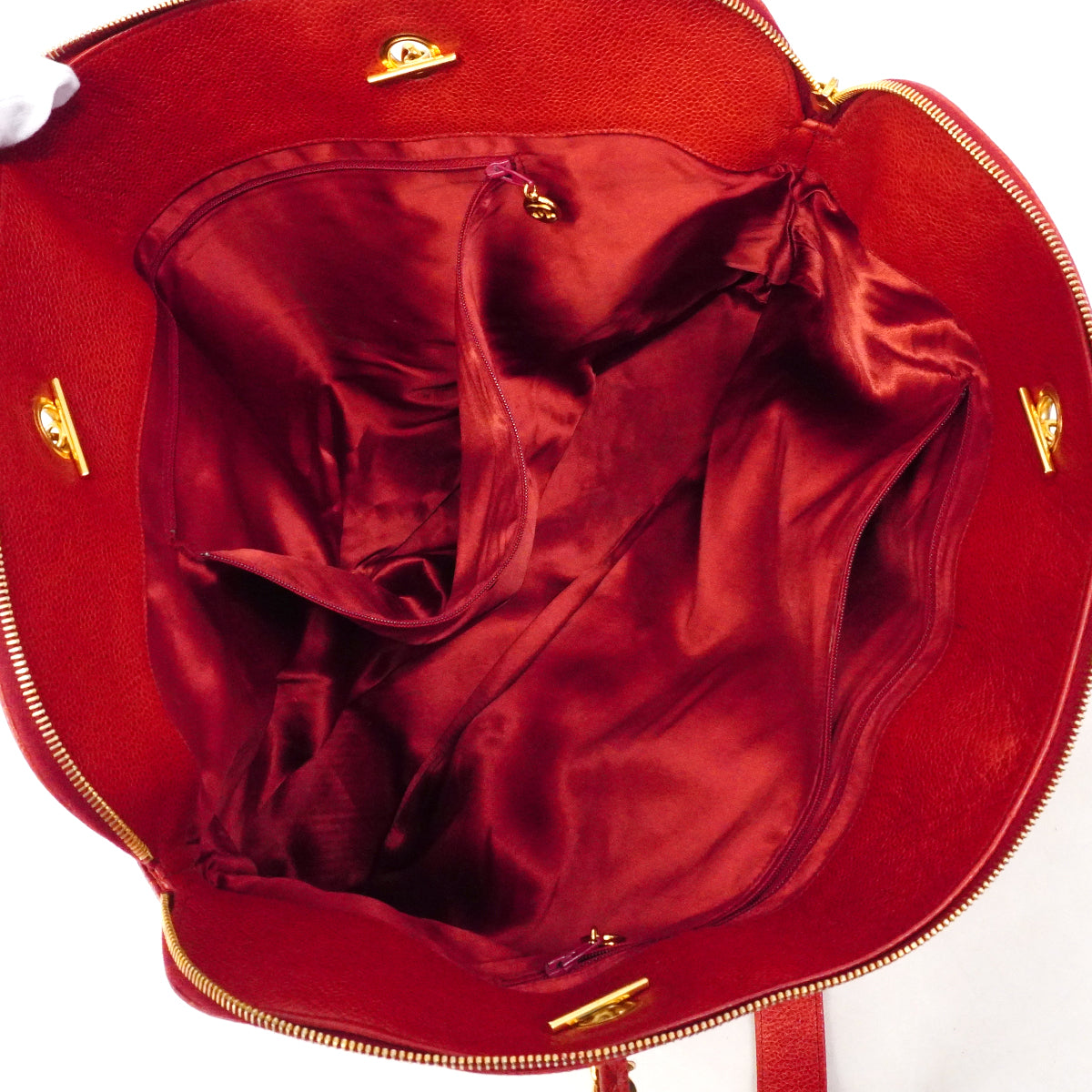 【6gb2063-k】シャネル ショルダーバッグ チェーンショルダー キャビアスキン レッド ゴールド金具【中古】レディース