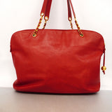 【6gb2063-k】シャネル ショルダーバッグ チェーンショルダー キャビアスキン レッド ゴールド金具【中古】レディース