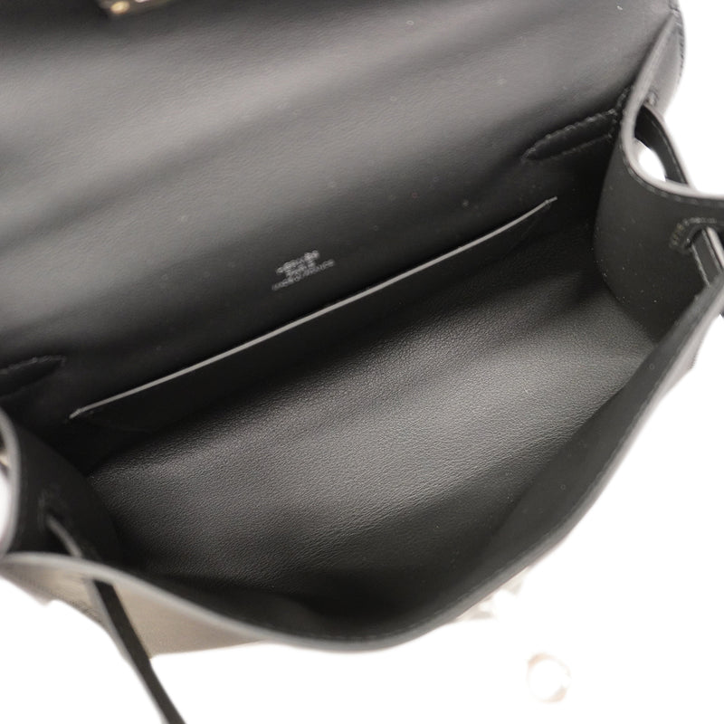 【6gb2169-g】エルメス ハンドバッグ ポシェットケリー スイフト ブラック シルバー金具 K刻印【中古】レディース