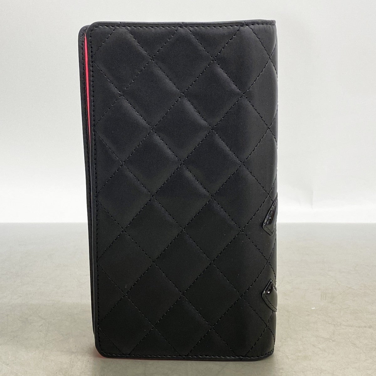 【6gb2187】シャネル 長財布 カンボン ラムスキン ブラック シルバー金具【中古】レディース