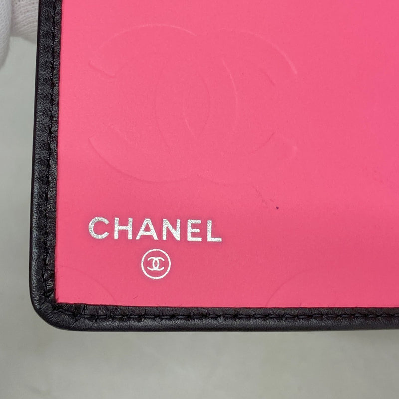 【6gb2187】シャネル 長財布 カンボン ラムスキン ブラック シルバー金具【中古】レディース