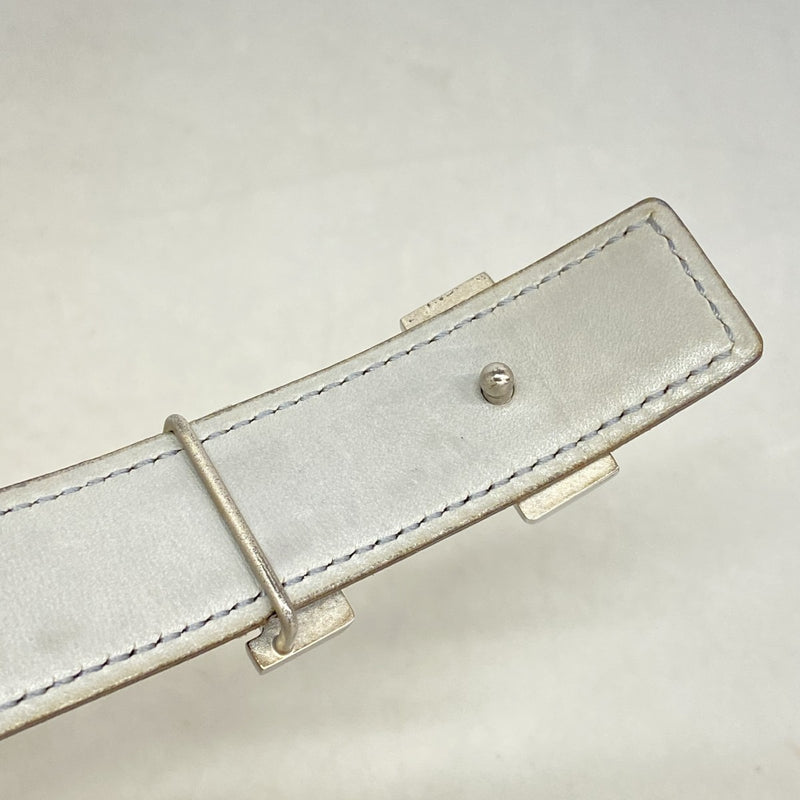 【6gb2257】エルメス ベルト コンスタンスベルト ボックスカーフ ブラック ブルーペール シルバー金具 □E刻印【中古】レディース