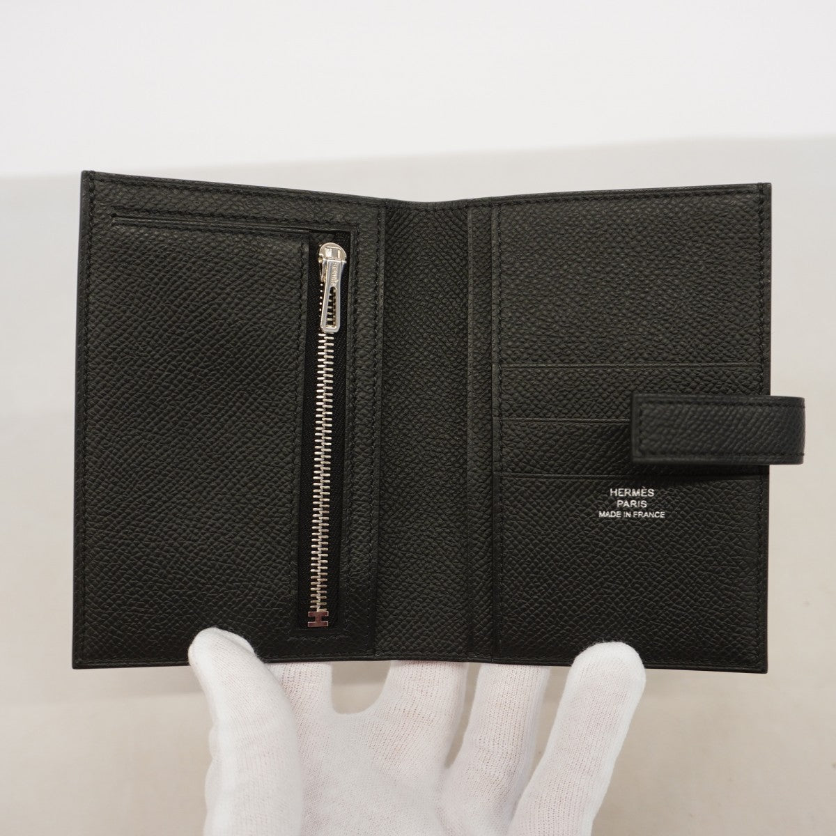 【6gb2296】エルメス 財布 Hパッサン ヴォーエプソン ブラック シルバー金具 K刻印【中古】メンズ レディース ユニセックス