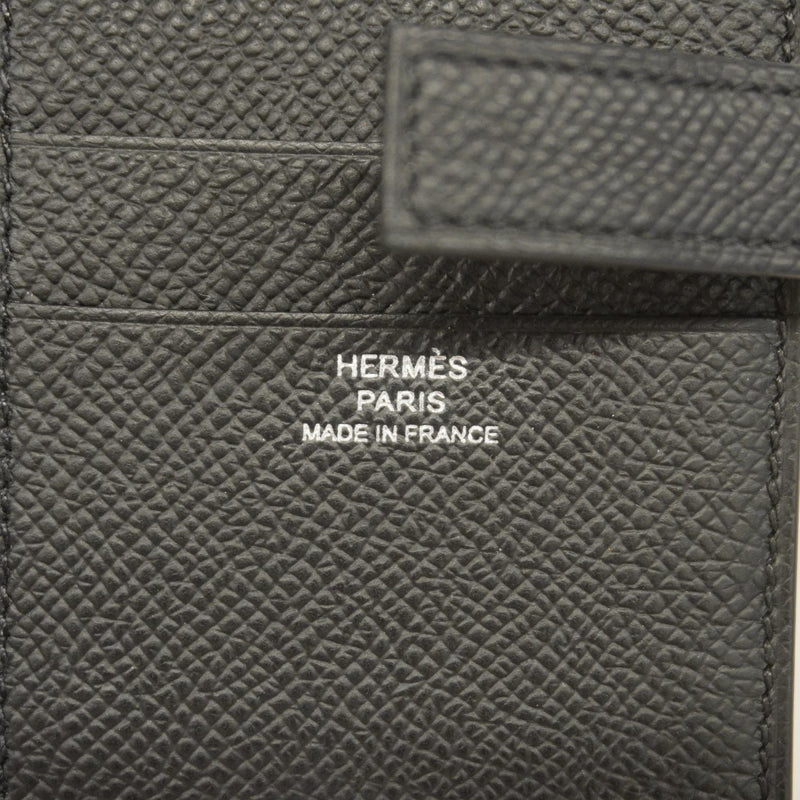 【6gb2296】エルメス 財布 Hパッサン ヴォーエプソン ブラック シルバー金具 K刻印【中古】メンズ レディース ユニセックス