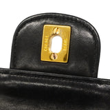 【6gc2398】シャネル ショルダーバッグ マトラッセ Wフラップ Wチェーン ラムスキン ブラック ゴールド金具【中古】レディース