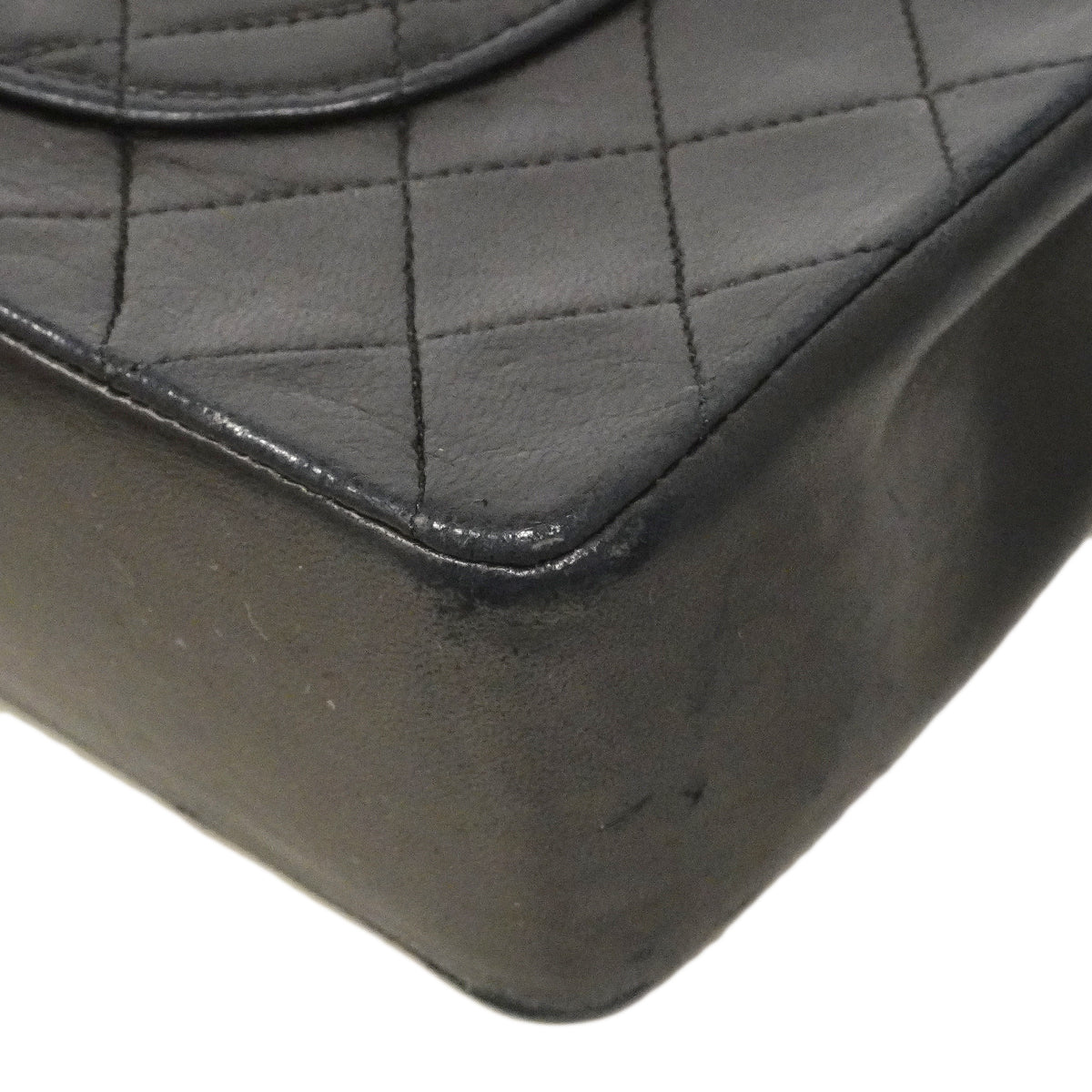 【6gc2398】シャネル ショルダーバッグ マトラッセ Wフラップ Wチェーン ラムスキン ブラック ゴールド金具【中古】レディース