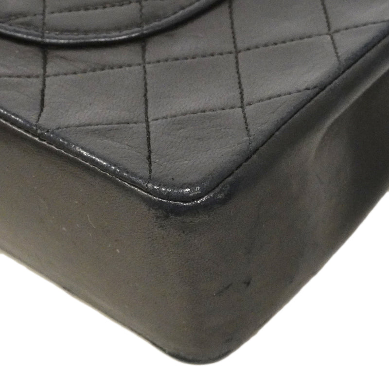 【6gc2398】シャネル ショルダーバッグ マトラッセ Wフラップ Wチェーン ラムスキン ブラック ゴールド金具【中古】レディース