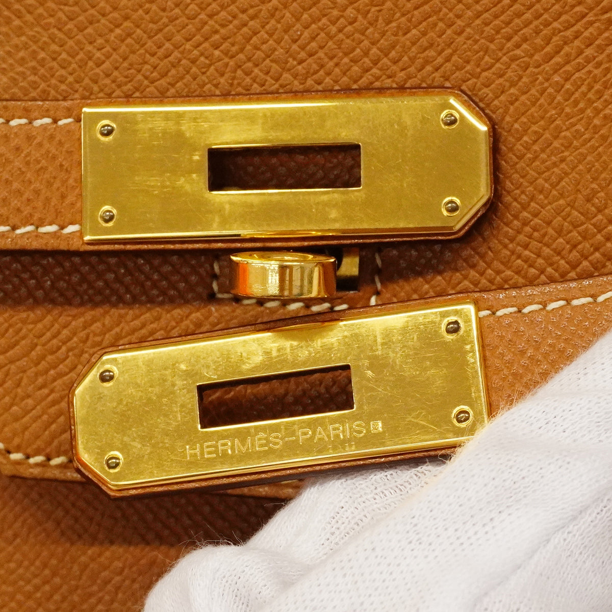 【6gc2406】エルメス ハンドバッグ バーキン35 ヴォーエプソン ゴールド ゴールド金具 □J刻印【中古】レディース