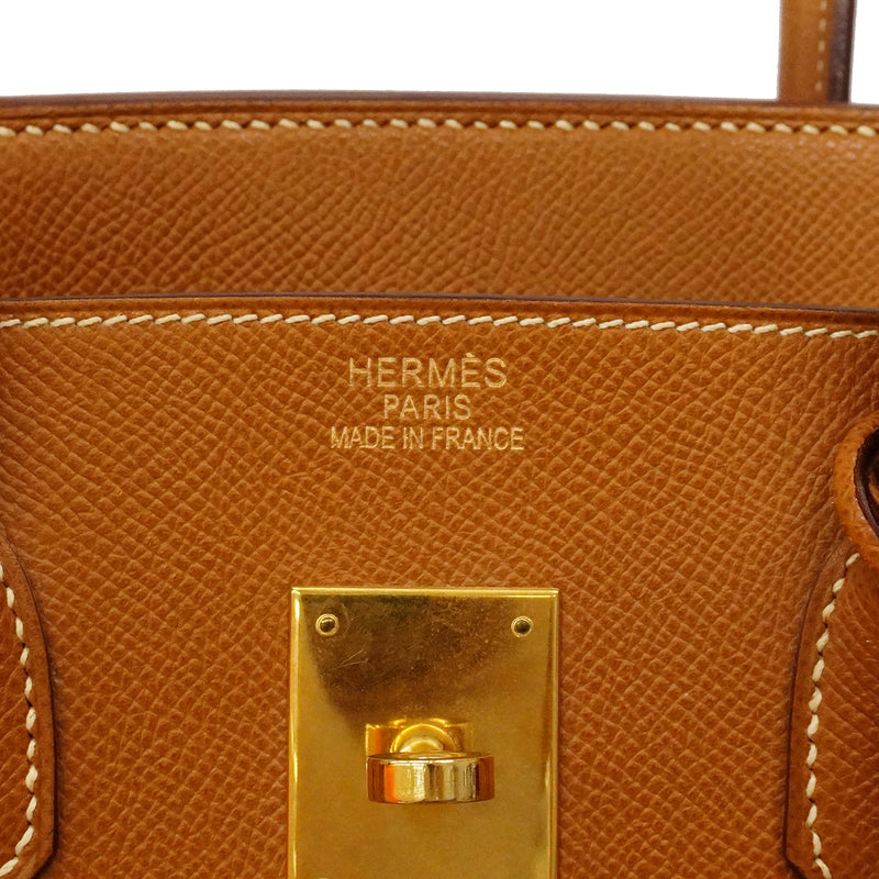 【6gc2406】エルメス ハンドバッグ バーキン35 ヴォーエプソン ゴールド ゴールド金具 □J刻印【中古】レディース