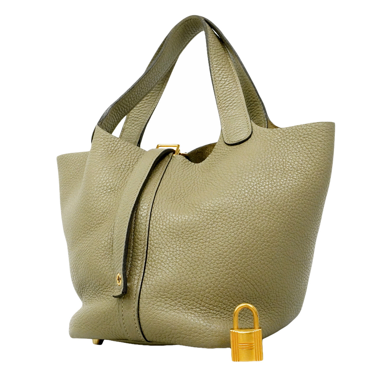 【6gc2408】エルメス ハンドバッグ ピコタンロックPM トリヨンクレマンス セージ ゴールド金具 A刻印【中古】レディース