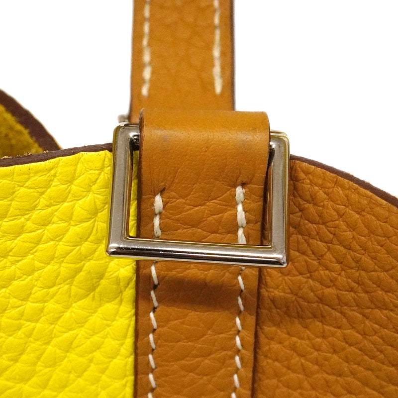 【6gc2409】エルメス ハンドバッグ ピコタンロックPMカザック トリヨンクレマンス セサミ ライム シルバー金具 Y刻印【中古】レディース