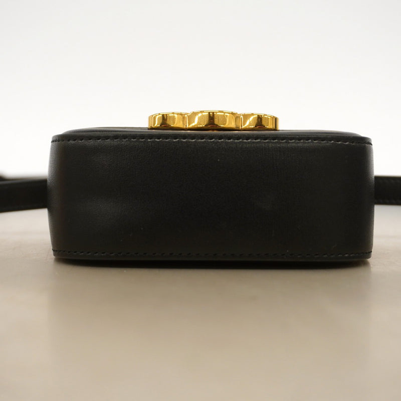 【6gc2411】セリーヌ ショルダーバッグ トリオンフ ミニクロード レザー ブラック ゴールド金具【中古】レディース