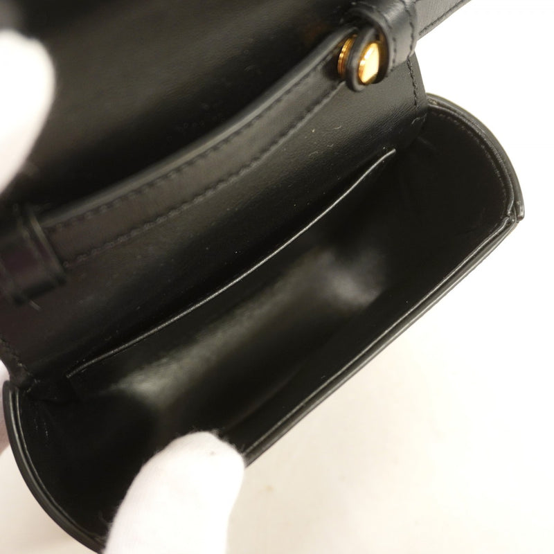 【6gc2411】セリーヌ ショルダーバッグ トリオンフ ミニクロード レザー ブラック ゴールド金具【中古】レディース