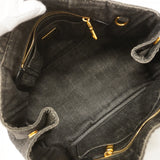 【6gc2415】プラダ トートバッグ カナパ デニム ブラック ゴールド金具【中古】レディース
