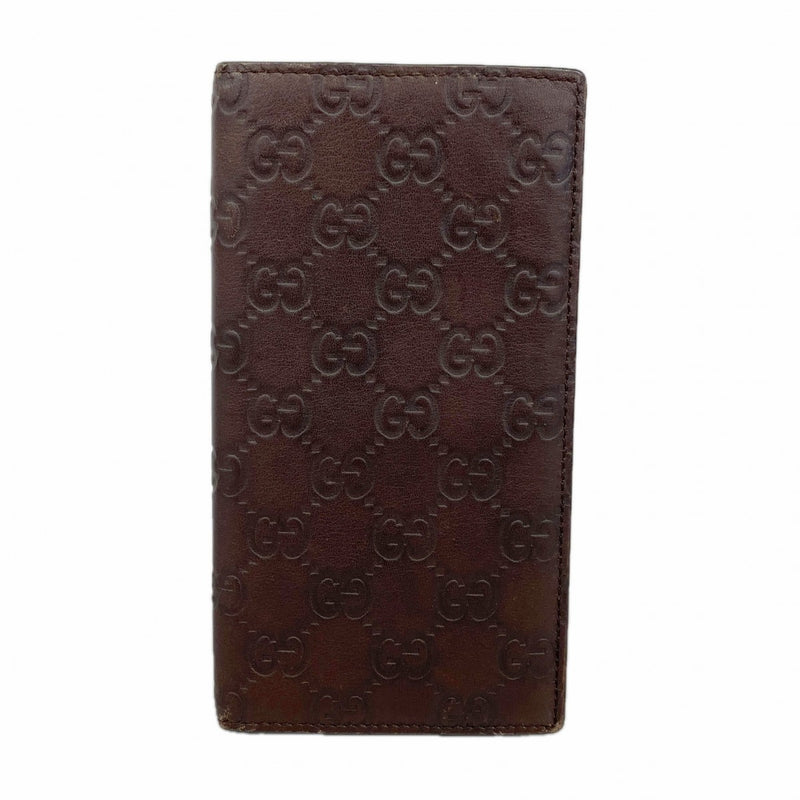 【6gc2420】グッチ 長札入れ グッチシマ 224183 レザー ブラウン【中古】メンズ