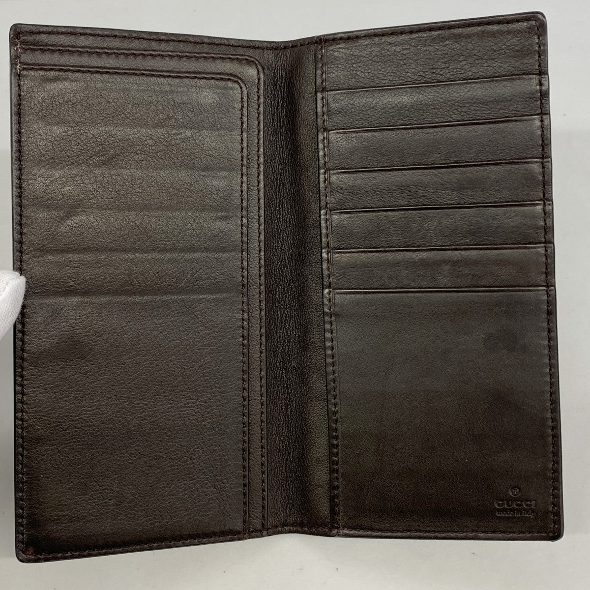 【6gc2420】グッチ 長札入れ グッチシマ 224183 レザー ブラウン【中古】メンズ
