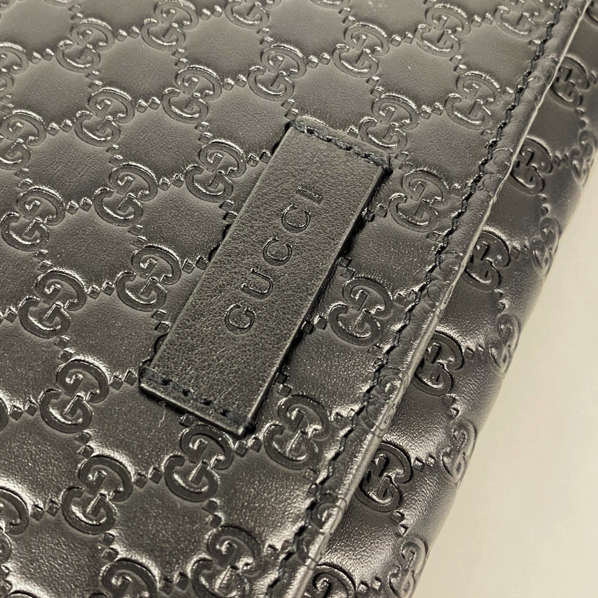 【6gc2421-k】グッチ 長財布 マイクログッチシマ 449396 レザー ブラック シャンパンゴールド金具【中古】メンズ レディース ユニセックス