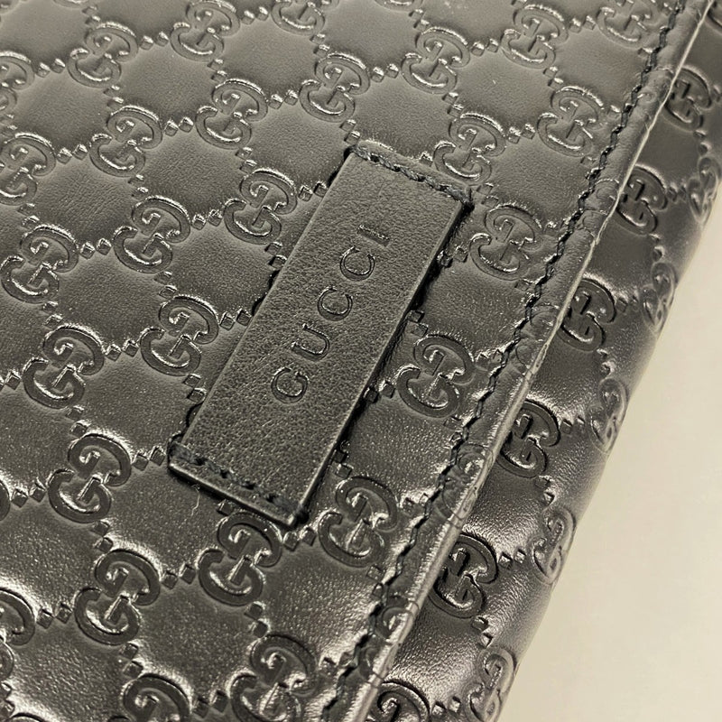 【6gc2421-k】グッチ 長財布 マイクログッチシマ 449396 レザー ブラック シャンパンゴールド金具【中古】メンズ レディース ユニセックス