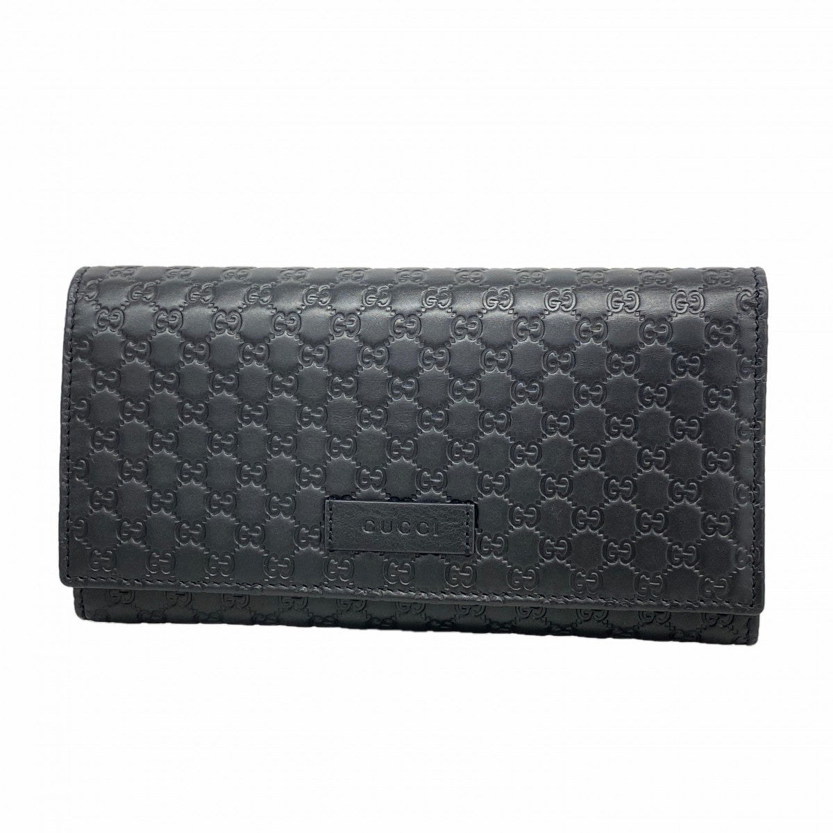 【6gc2421-k】グッチ 長財布 マイクログッチシマ 449396 レザー ブラック シャンパンゴールド金具【中古】メンズ レディース ユニセックス