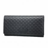 【6gc2421-k】グッチ 長財布 マイクログッチシマ 449396 レザー ブラック シャンパンゴールド金具【中古】メンズ レディース ユニセックス