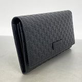 【6gc2421-k】グッチ 長財布 マイクログッチシマ 449396 レザー ブラック シャンパンゴールド金具【中古】メンズ レディース ユニセックス