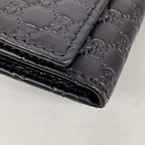 【6gc2421-k】グッチ 長財布 マイクログッチシマ 449396 レザー ブラック シャンパンゴールド金具【中古】メンズ レディース ユニセックス