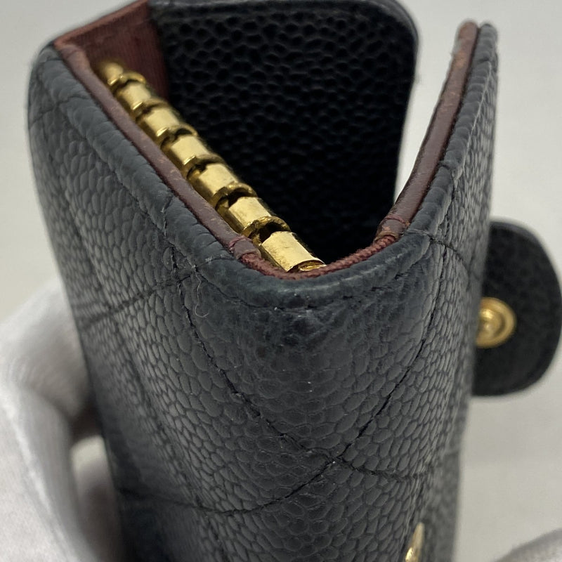 【6gc2434-k】シャネル キーケース マトラッセ キャビアスキン ブラック ゴールド金具【中古】レディース