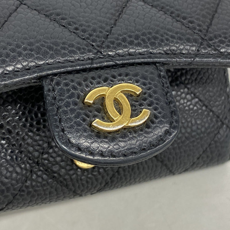 【6gc2434-k】シャネル キーケース マトラッセ キャビアスキン ブラック ゴールド金具【中古】レディース