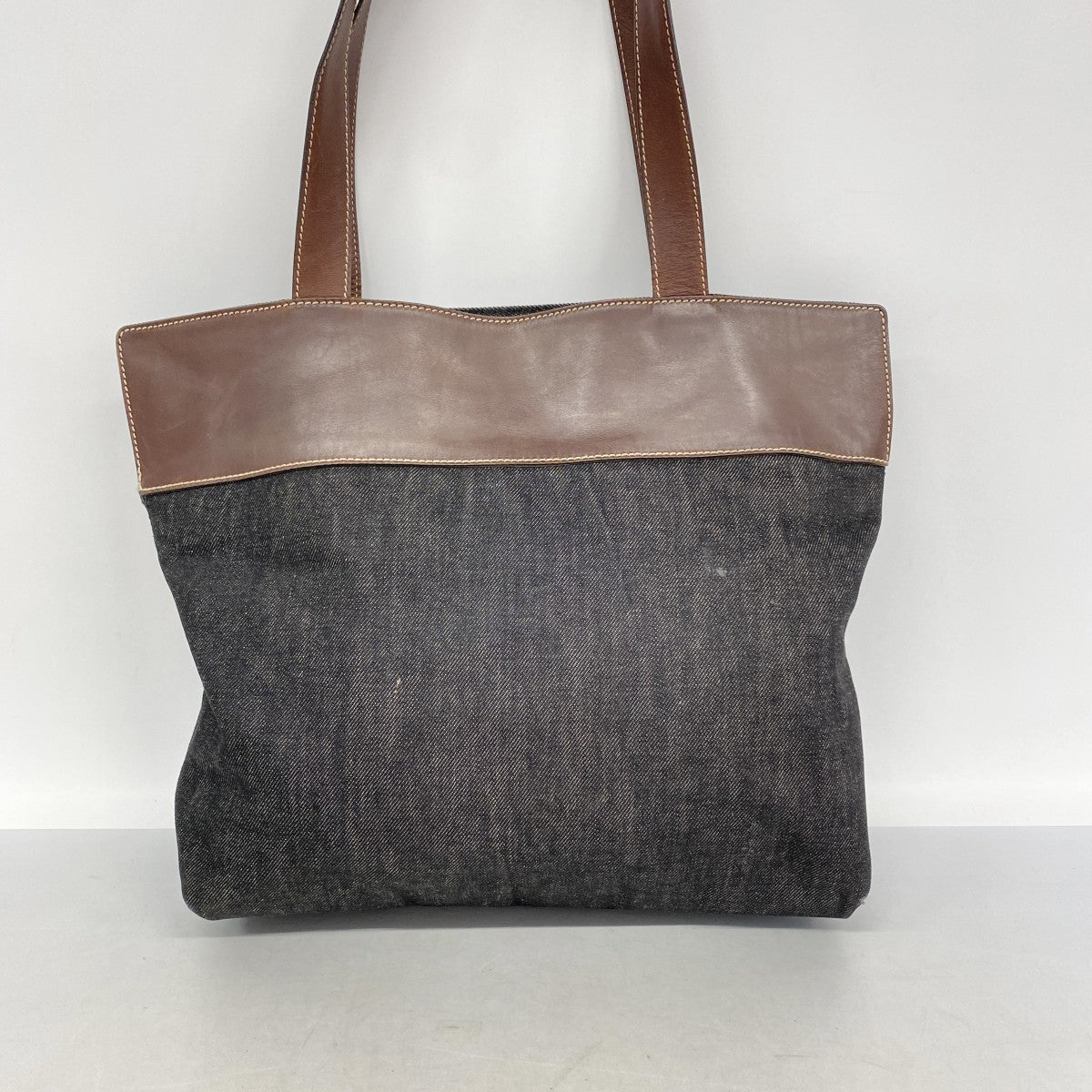 【6gc2435-k】シャネル トートバッグ デニム ブラック ブラウン シルバー金具【中古】レディース