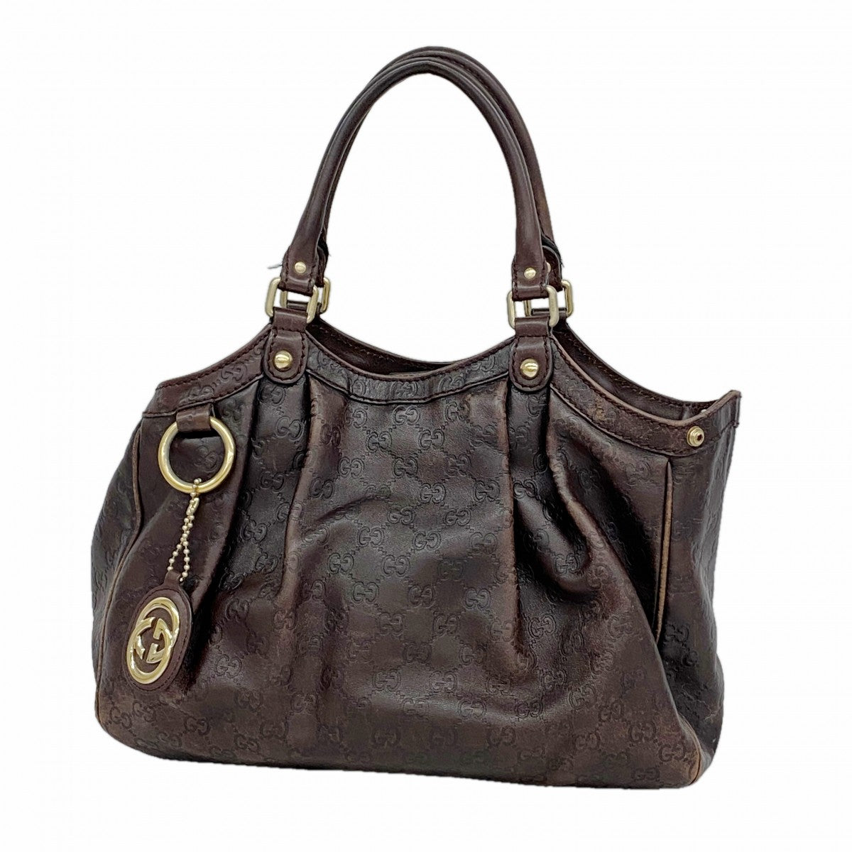 【6gc2436-k】グッチ トートバッグ グッチシマ スーキー 211944 レザー ブラウン ゴールド金具【中古】レディース