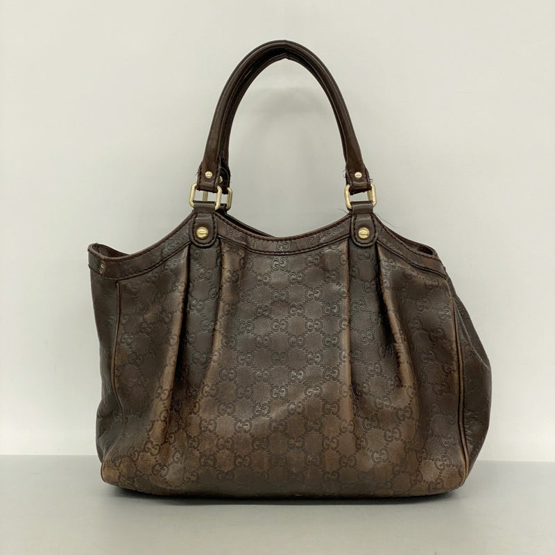 【6gc2436-k】グッチ トートバッグ グッチシマ スーキー 211944 レザー ブラウン ゴールド金具【中古】レディース