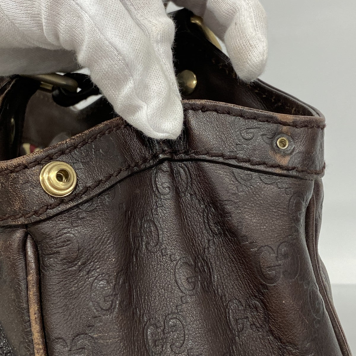 【6gc2436-k】グッチ トートバッグ グッチシマ スーキー 211944 レザー ブラウン ゴールド金具【中古】レディース