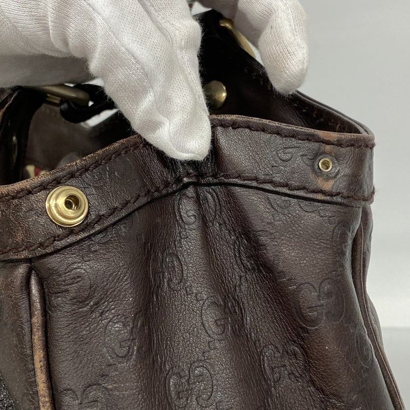 【6gc2436-k】グッチ トートバッグ グッチシマ スーキー 211944 レザー ブラウン ゴールド金具【中古】レディース