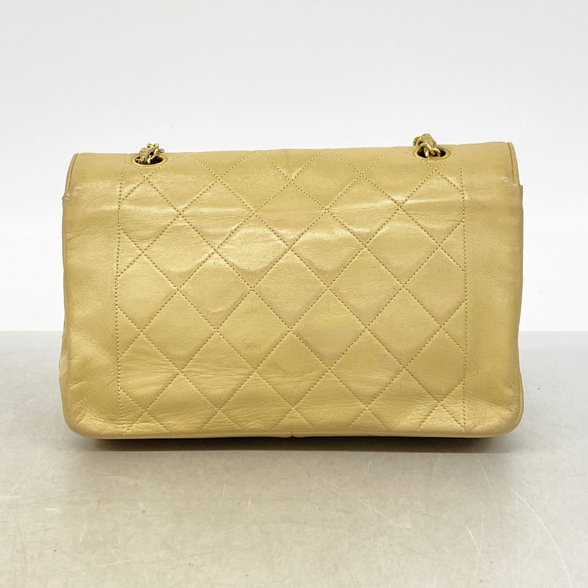 【6gc2462】シャネル ショルダーバッグ ダイアナ チェーンショルダー ラムスキン ベージュ ゴールド金具【中古】レディース