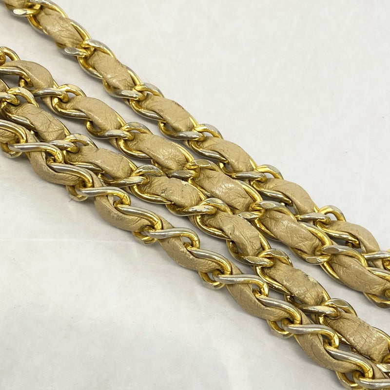 【6gc2462】シャネル ショルダーバッグ ダイアナ チェーンショルダー ラムスキン ベージュ ゴールド金具【中古】レディース