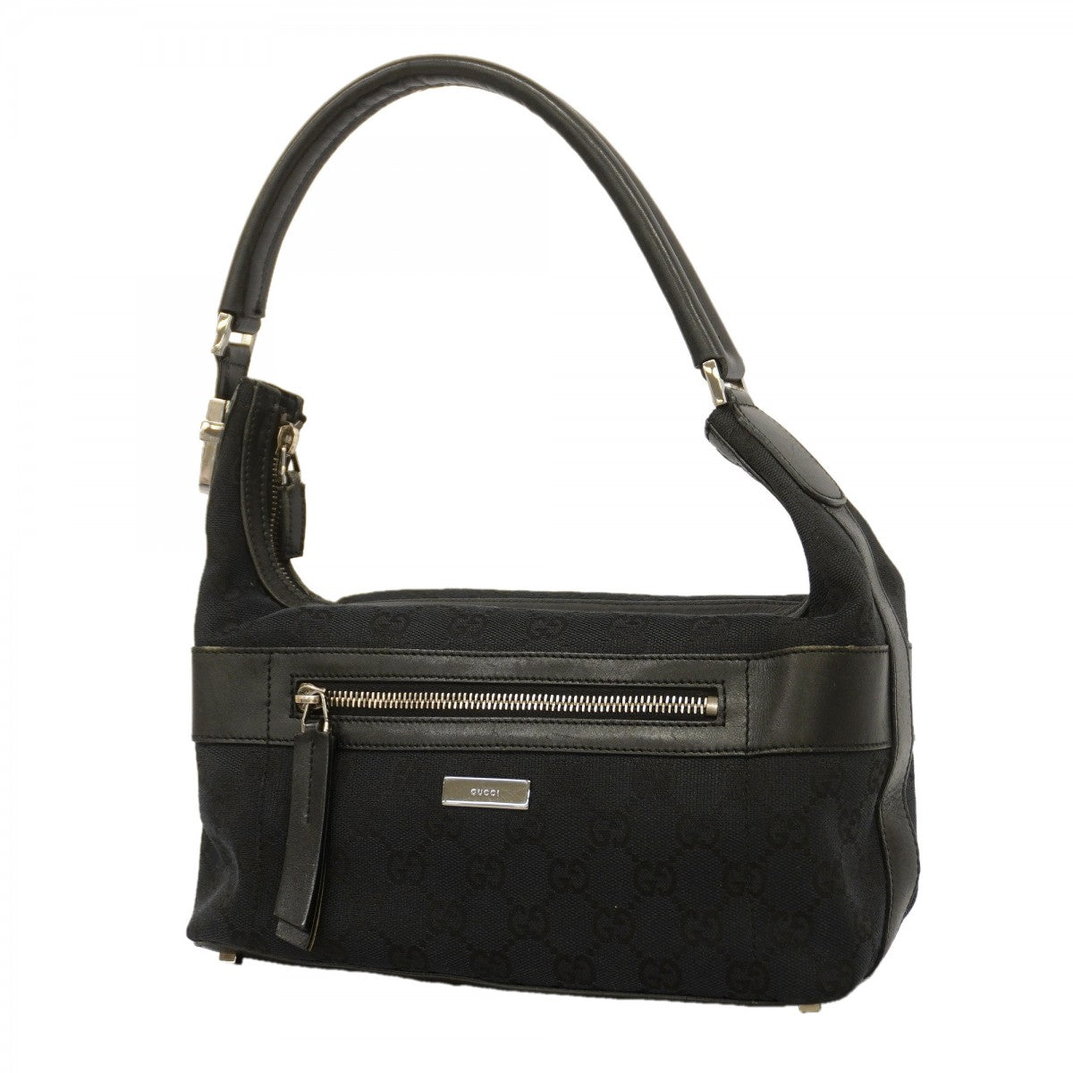 【6gc2475-k】グッチ ハンドバッグ GGキャンバス 001 4302 キャンバス ブラック シルバー金具【中古】レディース