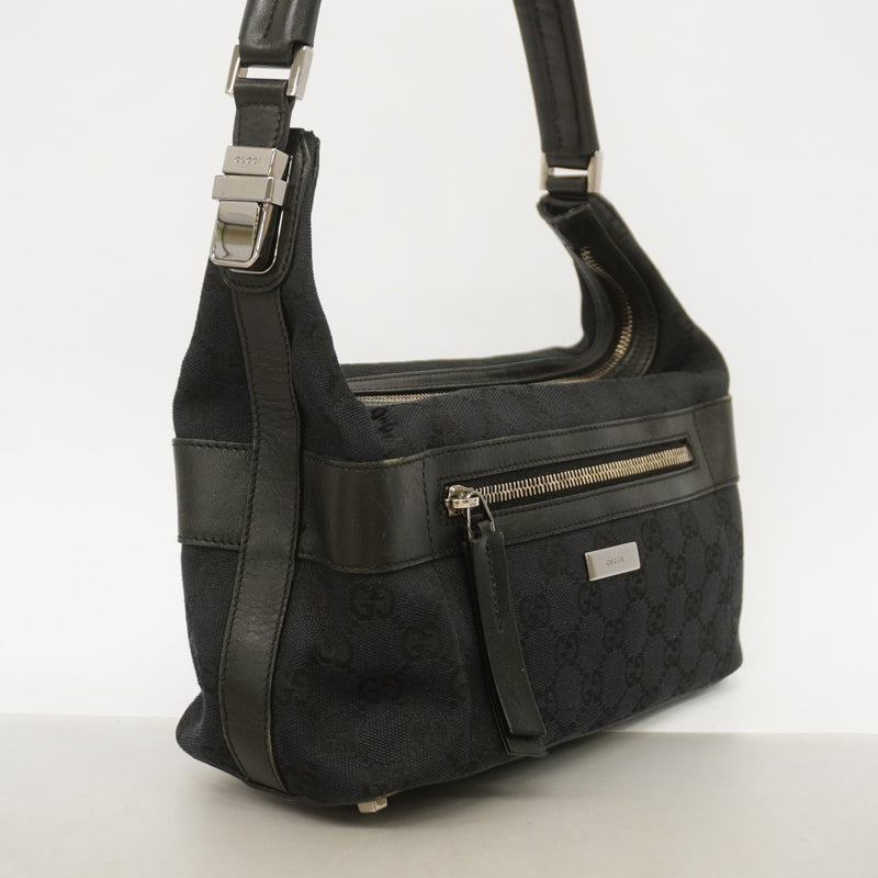 【6gc2475-k】グッチ ハンドバッグ GGキャンバス 001 4302 キャンバス ブラック シルバー金具【中古】レディース