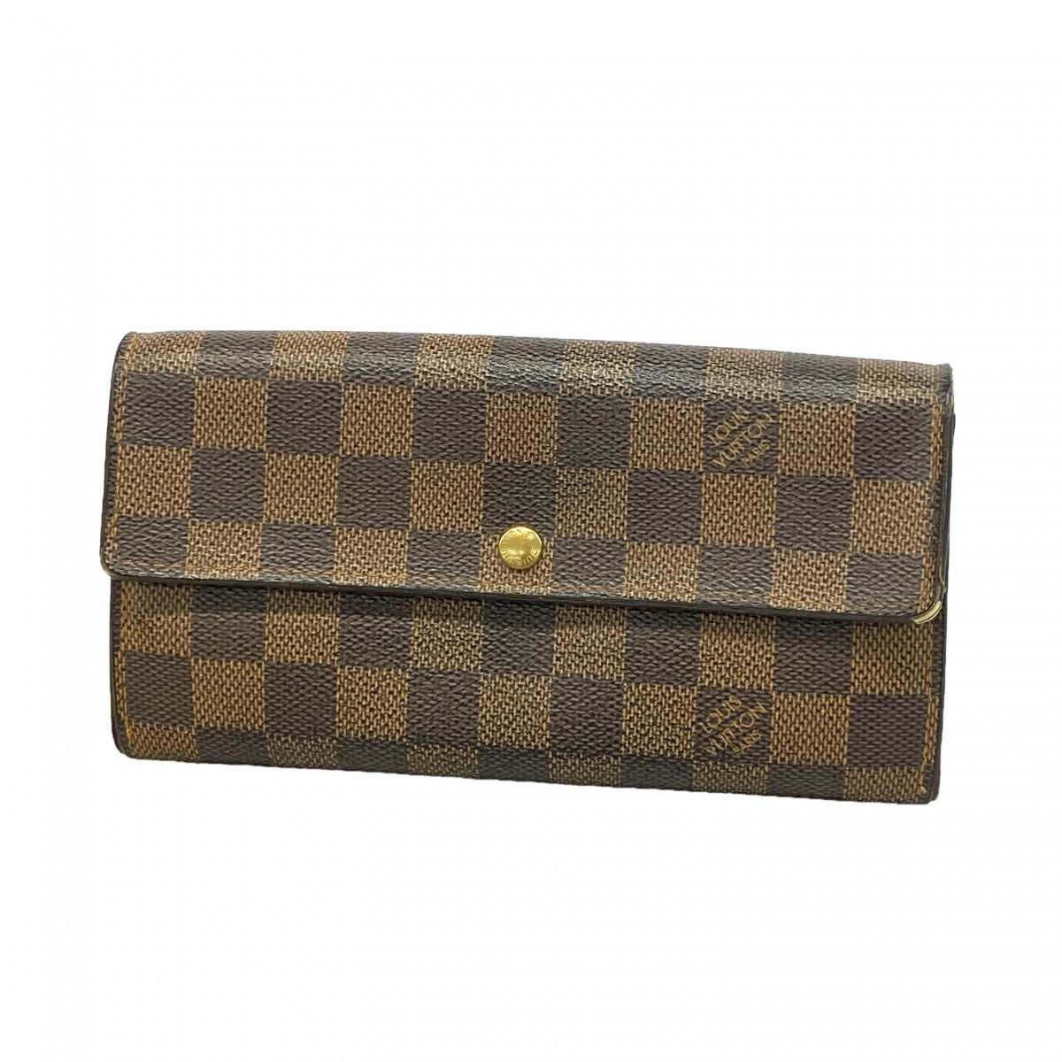 【6gc2481】ルイヴィトン 長財布 ダミエ ポシェットポルトモネクレディ N61724 エベヌ【中古】レディース